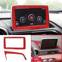 For Mazda MX-5 ND Miata 2016-2022 MX5 Roadster Dashboard GPS Navigation Screen Red Carbon Fiber Trim Car Interior Accessories