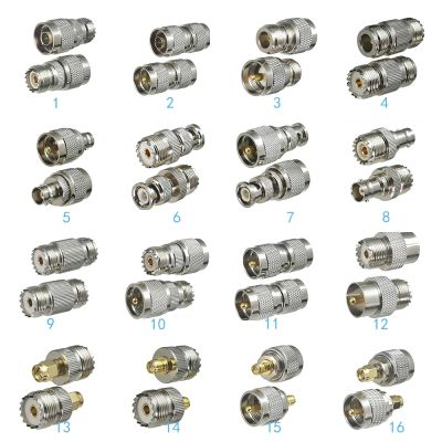 1pcs Connector Adapter UHF PL259 SO239 to N / BNC / UHF / SMA Male Plug &amp; Female Jack Straight RF Coaxial Converter New Brass Electrical Connectors