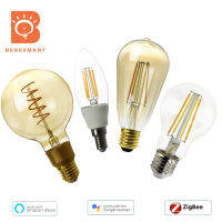 Benexmart Zigbee 3.0 LED Filament Bulb A60 ST64 G95 Dual White Lamp E14 E27 Smart Dimmable Light 220V Alexa Tuya Smartthings App