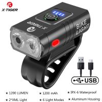 X-TIGER ไฟชาร์จusb จักรยานกันฝน LED 1200ลูเมน MTB ไฟฉายชุดไฟหน้ารถจักรยานจักรยานเสือหมอบไฟหน้าจักรยาน1200 Mah