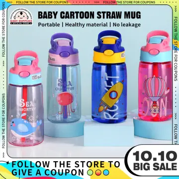 Creative Cartoon Water Bottle with Straw Cute Plastic Drinking Bottle  Portable Leak-proof Drinkware for Drinking