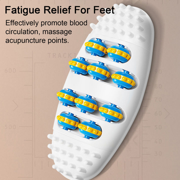 ลูกกลิ้งนวดเท้าบรรเทาอาการปวดเท้าแบบพกพาสำหรับ-plantar-fasciitis-relief-แบบ4แถว-acupoint-เครื่องมือนวดกดจุดสะท้อน
