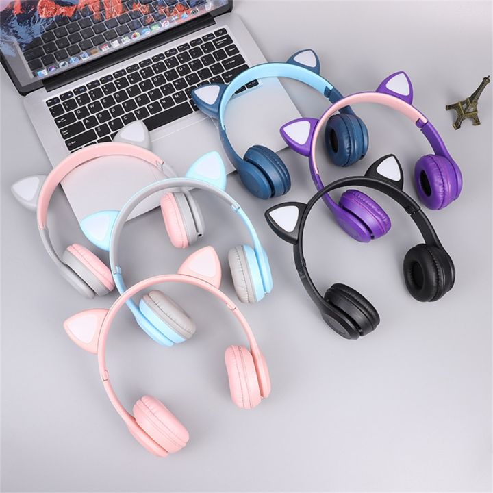 new-3d-hifi-cute-cat-ears-bluetooth-wireless-headphone-hifi-stereo-music-game-headset-support-wired-fm-sd-card-with-microphone