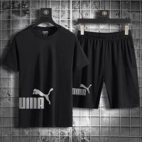 【CC】❦✻  2023 summer Sportswear suit mens fashion two-piece sports fitness running casual quick drying short sleeved set print