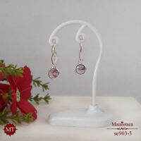 MT ต่างหูห่วงเงินแท้ ตุ้งติ้ง CZ สีม่วงเข้ม Solid 925 Sterling Silver Earrings (se903-3) MT Jewelry มณีธารา