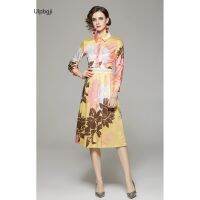 European and American Fashion All-Match Waist Slimming Positioning Printed Dress