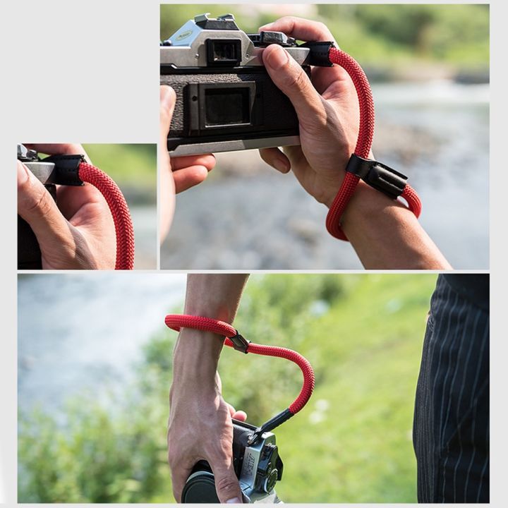 ขาย-กล้องสายรัดข้อมืออุปกรณ์เสริมสำหรับกล้องไนล่อนแฮนด์เมดกล้องดิจิตอลข้อมือสายคล้องมือจับถักปรับ