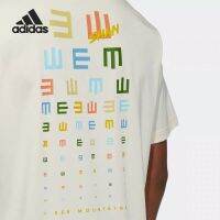 Adidasˉnew อาดิดาสดั้งเดิมใหม่ขายดีแผ่นภาพสายตาผู้ชายและผู้หญิงโลโก้บุคลิกภาพคุณภาพสูงหลวมผ้าฝ้ายบริสุทธิ์พิมพ์ลายแขนสั้นวัยรุ่นแคมปัสคู่เสื้อยืดกีฬา