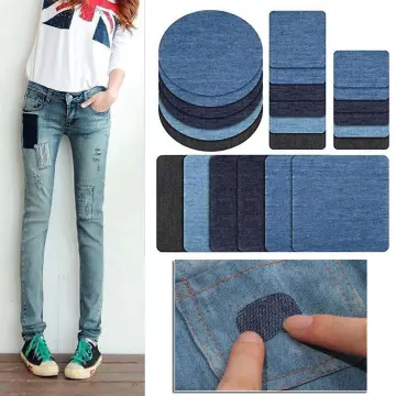 5Pcs Denim Iron-on Jean Patches Strongest Glue Iron on Denim Elbow Patches  for DIY Jean Clothing Pants Apparel Sewing Fabric