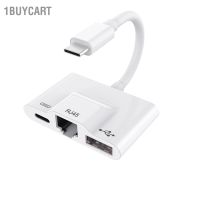 1Buycart อะแดปเตอร์ Usb เป็นอีเธอร์เน็ต 3 In 1 Type C การ์ดเครือข่าย แปลงสายเคเบิลเชื่อมต่อโทรศัพท์มือถือ