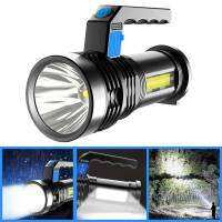 XANES P500 500m Strong Flashlight with COB Sidelight USB Rechargeable Handheld Spotlight LED Lantern Torch Searching Working