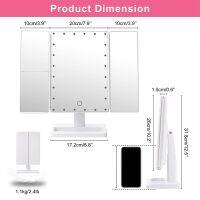 Trifold with 22 LED Lights,10X/3X/2X Magnification Portable Fold Lighted Table Desk Cosmetic Mirror