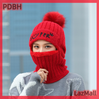 PDBH Fashion Store แฟลชเซลสำหรับฤดูหนาว,เสื้อบุกำมะหยี่หมวกที่ปิดหูกันลมหมวกขนสัตว์หมวกหมวกไหมพรมกันหนาวตัวหนังสือให้ความอบอุ่นสำหรับผู้หญิง