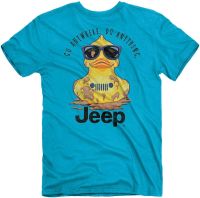 Jeep Muddy Duck Mens Short Sleeve T-Shirt, Blue | Mudding, Duck Design | 50% Cotton / 50% Polyester, Heather Caribbean Blue