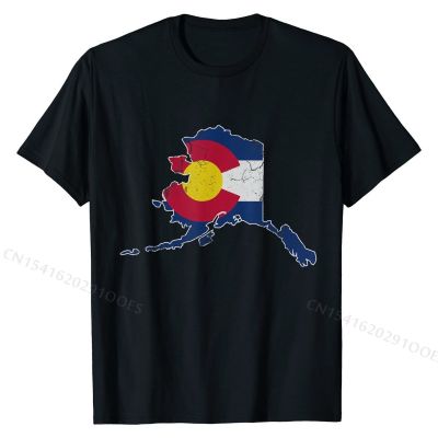Alaska Colorado Flag Map T-Shirt Europe Tees for Men Cotton T Shirts Fashionable Prevalent