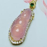 Fashion Jewellery Women Pink Chalcedony Pendant Genuine Natural Jades Stone Charms Fine Jewelry Amulet Gifts For Girls Woman