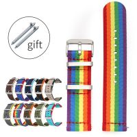 New Nylon Watch Strap for Samsung Galaxy Watch 3 4 Bracelet for Huawei Watch GT2 Strap Rainbow Watch Band Quick Raleace 20 22mm Straps