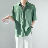 MOLLGESummer Korean Fashion Abstinence Short-sleeved Korean Business Mens Shirt