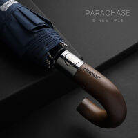 Parachase Automatic Wood Folding Umbrella Men UV Protection Windproof 10 Rib