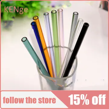 4PCS Glass Straw Tips Cover Reusable Drinking Straw Tips Cap Clear