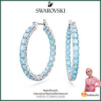 ?Swarovski?ต่างหูพลอยสีฟ้าเมทริกซ์รูปร่าง S925 เงินสเตอร์ลิงต่างหูแฟชั่นสำหรับผู้หญิงของขวัญวันวาเลนไทน์ของขวัญวันเกิด