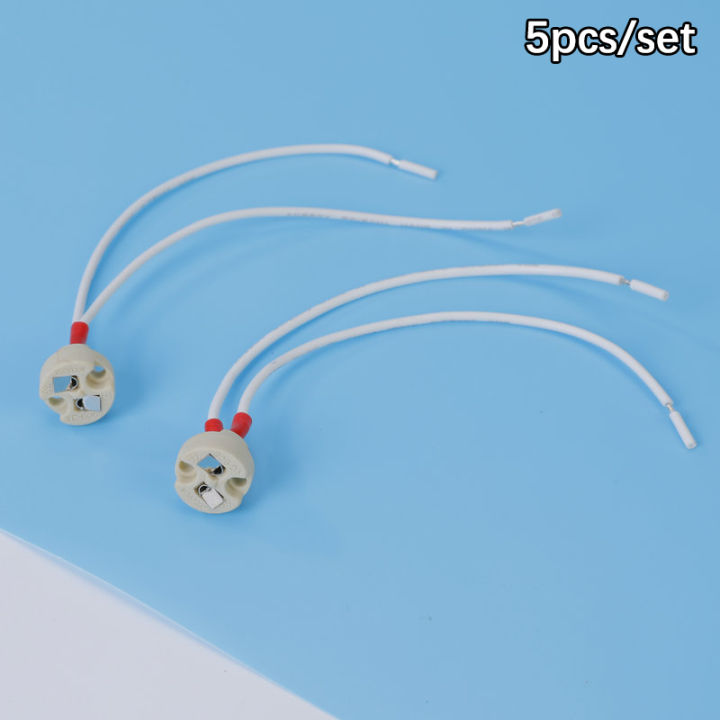 5PCS MR16 Lamp Holder Bulb Base with Wire Ceramic Halogen Socket