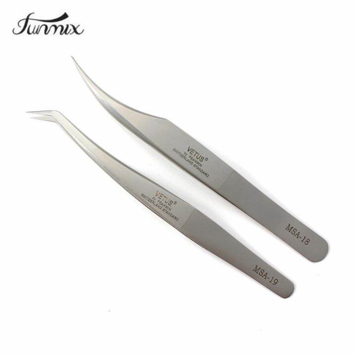 2021-vetus-2pcs-tweezers-set-ultra-rigidity-curved-tweezers-of-dolphin-design-fine-point-anti-static-stainless-steel-tweezers