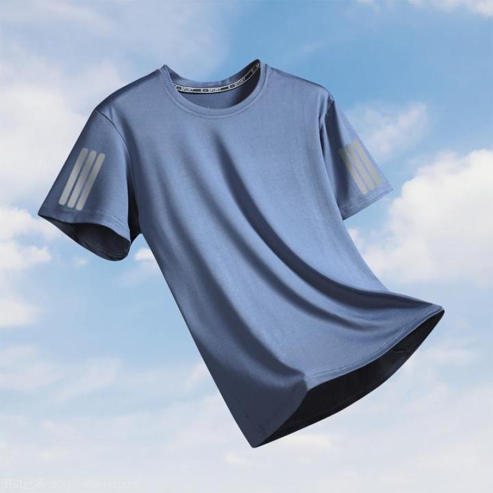 Men's Short sleeved T-shirt Outdoor Ice Silk High grade High Elastic Fabric  Fitness Breathable Sports Quick Drying Sweat Absorbing Loose Relaxed Top  LZM202305151