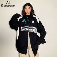 Lansboter เสื้อโค้ทผู้ชายบาง,เสื้อสเวตเชิ้ตทรงหลวมสไตล์นักขี่จักรยานเสื้อแจ็กเก็ตแขนยาวมีซิปสามารถสวมใส่ได้ทั้งชายและหญิง