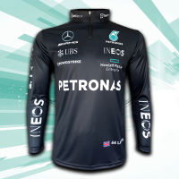 เสื้อแขนยาว F1 Mercedes AMG Petronas เสื้อฟอร์มูล่า วัน ทีม เมอร์เซเดส เอเอ็มจี ปิโตรนาส #FM0077 รุ่น ลูวิส แฮมิลตัน พิมพ์ทั้งตัว ไซส์ S-5XL