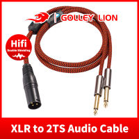 GOLLEY LION XLR ตัวเมียเป็นคู่6.35มิลลิเมตร1/4 TS แจ็คสำหรับเครื่องขยายเสียงมิกเซอร์สายเคเบิลหุ้ม