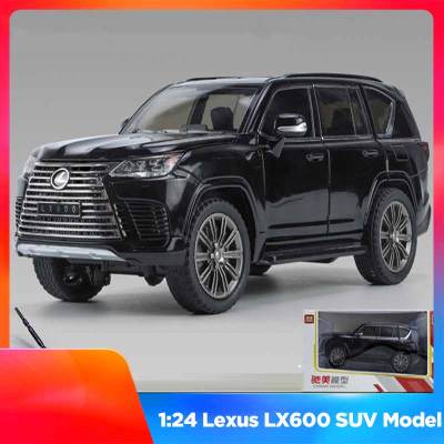 รถ Diecast Lexus SUV หุ่นโลหะ LX600พร้อมไฟและเสียงของสะสมของเล่นโลหะแบบดึงถอยหลังสำหรับของขวัญเด็กผู้ชายเครื่องชั่ง1:24