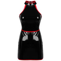 Womens Fashion Wetlook Cocktail Parties Clubwear Patent Leather Sleeveless Slim Fit Bodycon Dress for Pole Dance Party Dresses