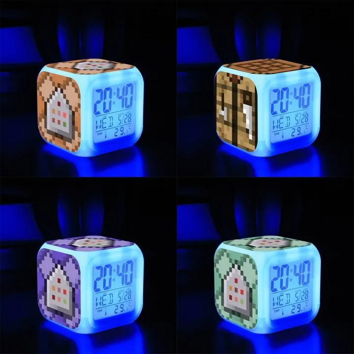 Minecraft alarm clock full set of pixel block diagram MC game