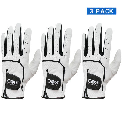 20213 Pcs Mens Golf Glove Soft All Sheepskin Leather Comfortable Left Right Hand Non-Slip Golf Gloves for Men