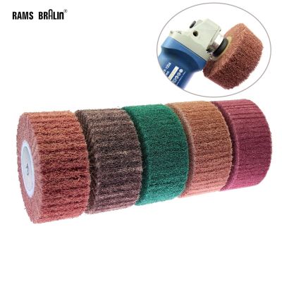 120*50mm*M14 Angle Grinder Drill Nylon Polishing Mop Brush Drawing Deburring Drum Wheel for Stainless Steel