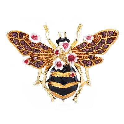 Wuli amp;baby Big Enamel Bee Brooches For Women Men 3-color Flower Insects Party Causal Brooch Pin Gifts