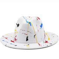 Wool Women Men Graffiti Fedora Hat For Winter Autumn Elegant Lady Gangster Trilby Felt Homburg Church Jazz Hat 55-58CM