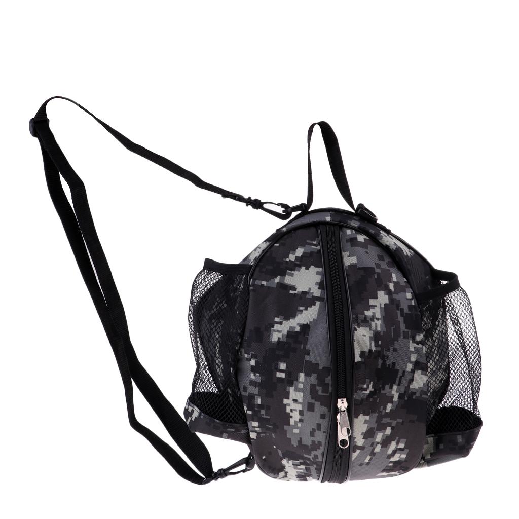Basketball Bag Soccer Ball Football Carrier W/ Shoulder Strap 2 Mesh Pockets 