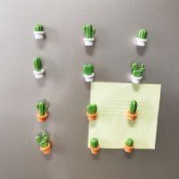 6pcs Cactus Fridge Magnet Refrigerator Magnetic Sticker 3D Cute Succulent Plant Message Board Reminder Home Decoration Kitchen Refrigerator Parts Acce