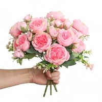 【cw】1 Bouquet 9 heads Artificial Peony Tea Rose Flowers Camellia Silk Fake Flower Flores for DIY Home Garden Wedding Decoration 【hot】