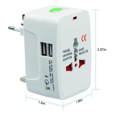 ▤ Black White Universal International Plug Adapter 3 in 1 World Travel AC Power Charger Adaptor with AU US UK EU converter Plug