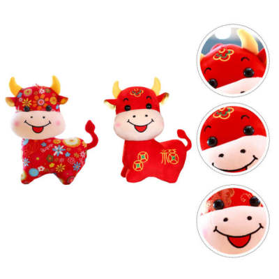 HOMEMAXS 2Pcs Chinese Zodiac Ox Cattle Plush Toys New Year Mascot