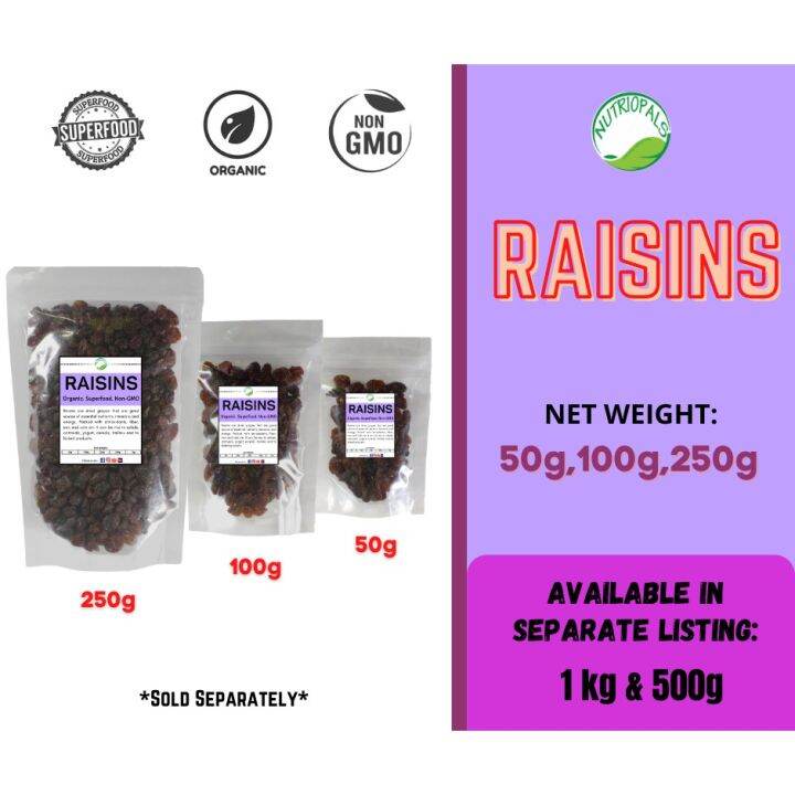 CALIFORNIA RAISINS 50g 100g 250g (SEEDLESS) Lazada PH