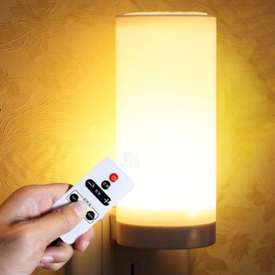 LED Night Light Stepless Dimming EUUS Plug Socket Wall Lamp With Timing Function Remote For Home Bedroom Bedside