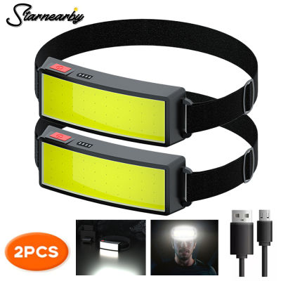12PCS Portable Headlamp COB LED Headlight Built-in Battery Flashlight USB Rechargeable Head Lamp Outdoor Camping Hiking Torch
