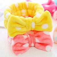 【CC】 Dot Coral Fleece Headband Makeup Face Bands Fashion Hair for Knot Headwrap Hairbands Bandage