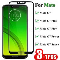 [Electronic film] 1-3PCS ฝาครอบเต็มกาวปกป้องหน้าจอกระจกนิรภัยสำหรับ Motorola Moto G7 Plus Power Play Supra 9H ป้องกันฟิล์มแก้ว