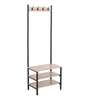 Hanging rail floor-standing with shelf and hook 0.6 m., steel spray, size 60x40x175 cm.- Black