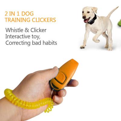 2 ชิ้นฝึกสุนัข clickers 2 in 1 นกหวีดและ C licker เครื่องมือการฝึกอบรมสัตว์เลี้ยงที่มีสายรัดข้อมือพวงกุญแจสำหรับสุนัขแมวสัตว์เลี้ยง